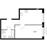 1 комнатная квартира 42,4 м² в ЖК Савин парк, дом корпус 2 - планировка