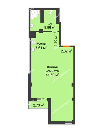 Студия 69,41 м² в ЖК Renaissance (Ренессанс), дом № 1