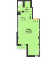 Студия 69,41 м² в ЖК Renaissance (Ренессанс), дом № 1 - планировка