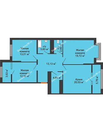 3 комнатная квартира 94,3 м² - ЖК Сердце