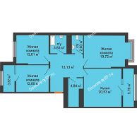 3 комнатная квартира 94,3 м² в ЖК Сердце, дом № 1 - планировка