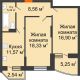 2 комнатная квартира 64,16 м² в ЖК Россинский парк, дом Литер 1 - планировка