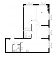 3 комнатная квартира 84,7 м² в ЖК Савин парк, дом корпус 3 - планировка