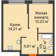 2 комнатная квартира 36,92 м² в ЖК Колумб, дом Сальвадор ГП-4 - планировка