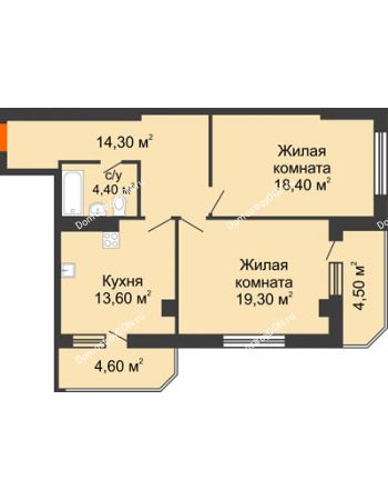 2 комнатная квартира 79,1 м² - ЖК Дом на пр. Чехова