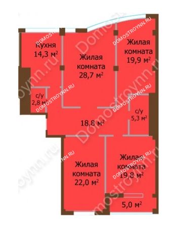 4 комнатная квартира 131,6 м² - ЖК Бояр Палас