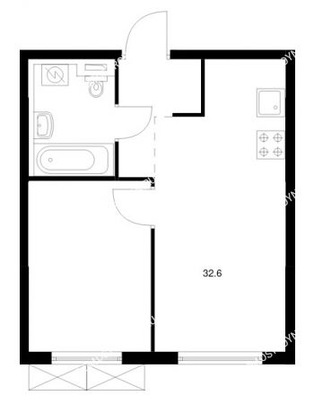 1 комнатная квартира 32,6 м² в ЖК Савин парк, дом корпус 8
