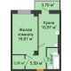 1 комнатная квартира 41,08 м² в ЖК Сокол на Оганова, дом Литер 2 - планировка