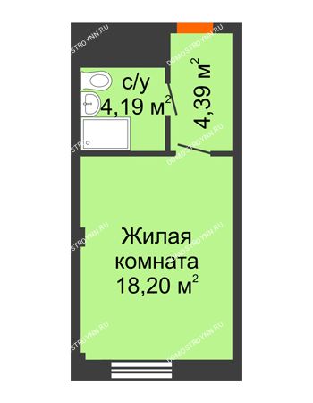 Студия 26,78 м² - Апартаменты Бирюза в Гордеевке