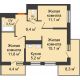 2 комнатная квартира 57,8 м² в ЖК Отражение, дом Литер 1.2 - планировка