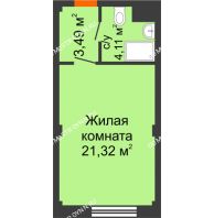 Апартаменты-студия 28,92 м², Апарт-Отель Гордеевка - планировка