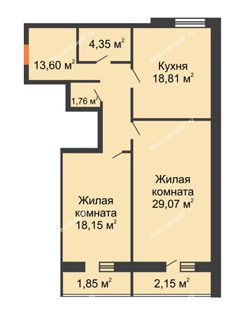 2 комнатная квартира 89,74 м² - ЖК Парк Металлургов
