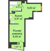 Студия 27,08 м² в ЖК Рубин, дом Литер 3 - планировка