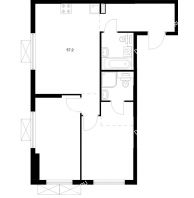 2 комнатная квартира 57,2 м² в ЖК Савин парк, дом корпус 8 - планировка