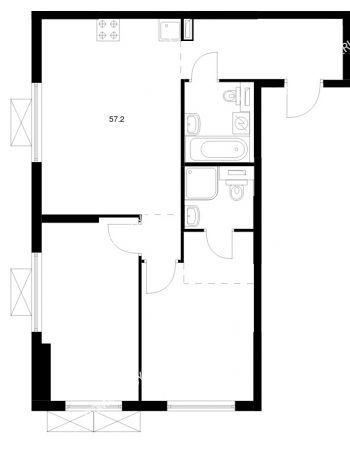 2 комнатная квартира 57,2 м² в ЖК Савин парк, дом корпус 8