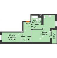 1 комнатная квартира 67,75 м² в ЖК Корица, дом № 1 - планировка