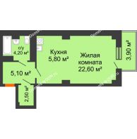 Студия 40,76 м² в ЖК Сокол Градъ, дом Литер 3 - планировка