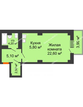 Студия 40,76 м² в ЖК Сокол Градъ, дом Литер 3 (6)