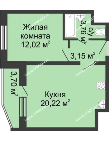 1 комнатная квартира 41,06 м² в ЖК Французский квартал, дом Корпус 6-11