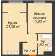 2 комнатная квартира 44,73 м² в ЖК Европейский берег, дом Лондон ГП-11 - планировка