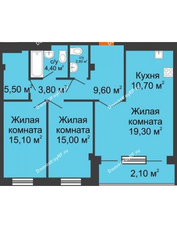 3 комнатная квартира 88,1 м² - ЖК Art House