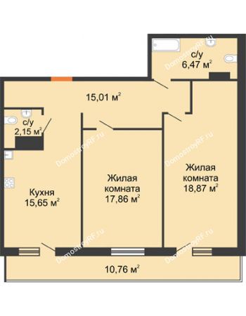 2 комнатная квартира 78,92 м² в ЖК Легенда Парк, дом ГП-8