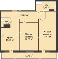 2 комнатная квартира 78,92 м² в ЖК Легенда Парк, дом ГП-8 - планировка