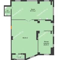 1 комнатная квартира 201 м², ЖК ROLE CLEF - планировка