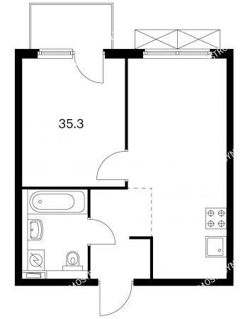 1 комнатная квартира 35,3 м² в ЖК Савин парк, дом корпус 3