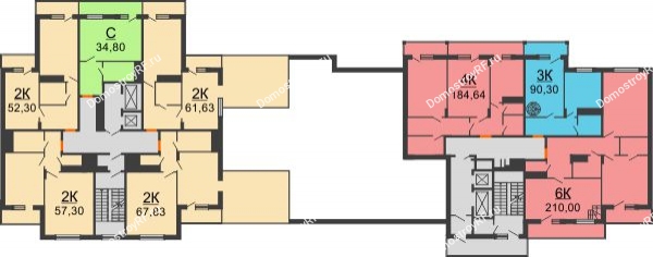 Планировка 12 этажа в доме 5,6 секция в ЖК Статус