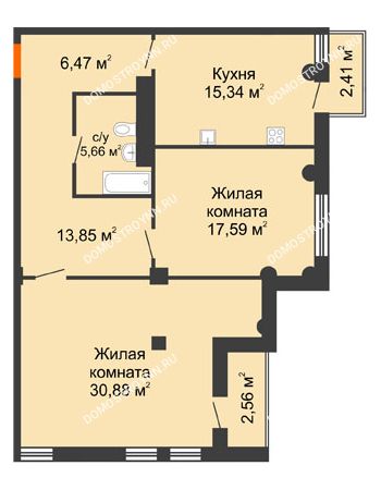 2 комнатная квартира 91,79 м² в ЖК Renaissance (Ренессанс), дом № 1