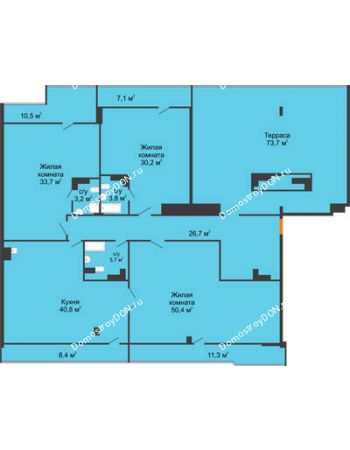 3 комнатная квартира 227,8 м² в ЖК SkyPark (Скайпарк), дом Литер 1, корпус 2, 1 этап