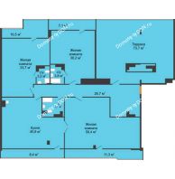 3 комнатная квартира 227,8 м² в ЖК SkyPark (Скайпарк), дом Литер 1, корпус 2 - планировка