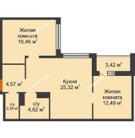 2 комнатная квартира 66,56 м² в Жилой Район Никольский, дом ГП-54 - планировка