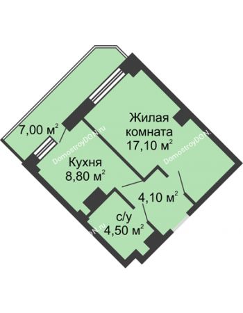 1 комнатная квартира 36,6 м² - ЖК Крылья Ростова