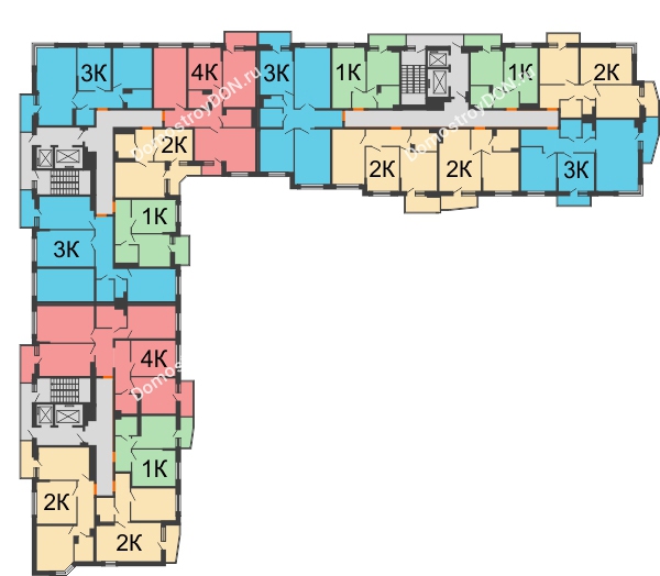 Планировка 12 этажа в доме Литер 2 в ЖК Династия