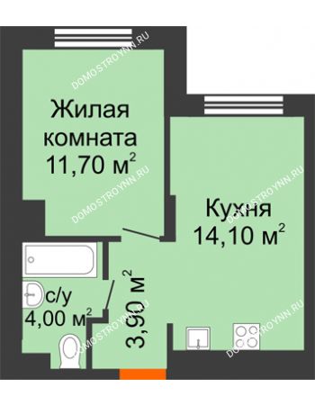1 комнатная квартира 33,7 м² в ЖК КМ Анкудиновский Парк, дом № 15