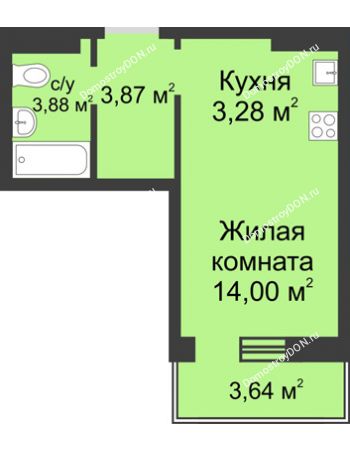 Студия 26,12 м² в ЖК Суворовский, дом Литер 24, Участок 120