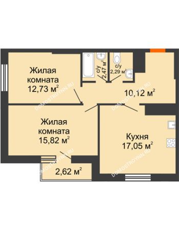 2 комнатная квартира 63,1 м² - ЖК Комарово