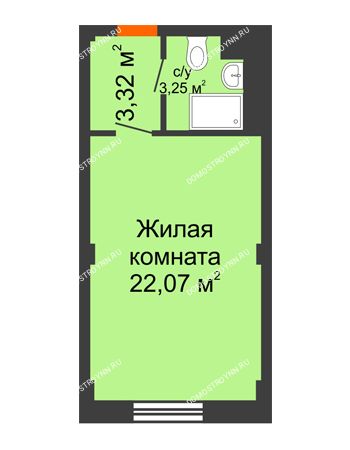 Студия 28,64 м² - Апартаменты Бирюза в Гордеевке