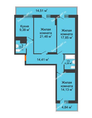 3 комнатная квартира 95 м² в ЖК Боярский двор, дом 2 очередь