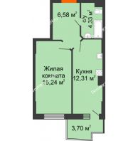1 комнатная квартира 39,57 м² в ЖК Сердце Ростова 2, дом Литер 1 - планировка