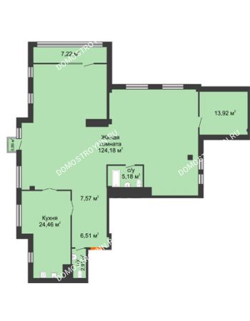 1 комнатная квартира 188,6 м² в ЖК Renaissance (Ренессанс), дом № 1