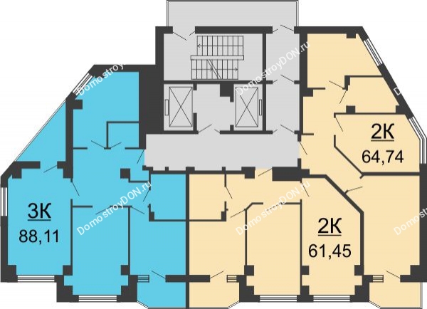 Планировка 2 этажа в доме № 116, секция 1 в ЖК Мега