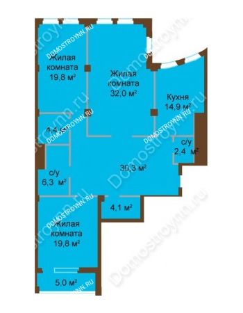 3 комнатная квартира 139,7 м² - ЖК Бояр Палас