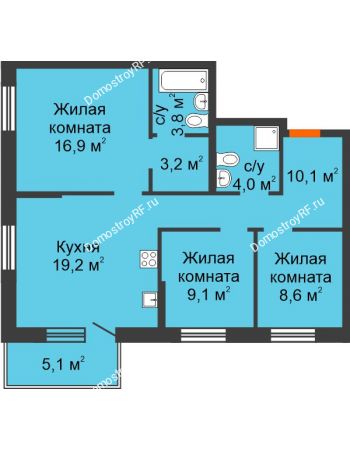 4 комнатная квартира 76,4 м² в ЖК City Life (Сити Лайф) , дом Секция C1