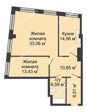 2 комнатная квартира 85 м² - ЖК Гранд Панорама