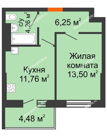 1 комнатная квартира 40,25 м² - ЖК Маршал