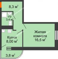 1 комнатная квартира 37,6 м² в ЖК Звезда Столицы, дом Литер 8 - планировка