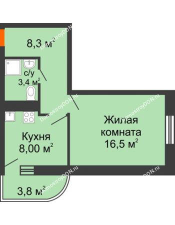1 комнатная квартира 37,6 м² в ЖК Звезда Столицы, дом Литер 8